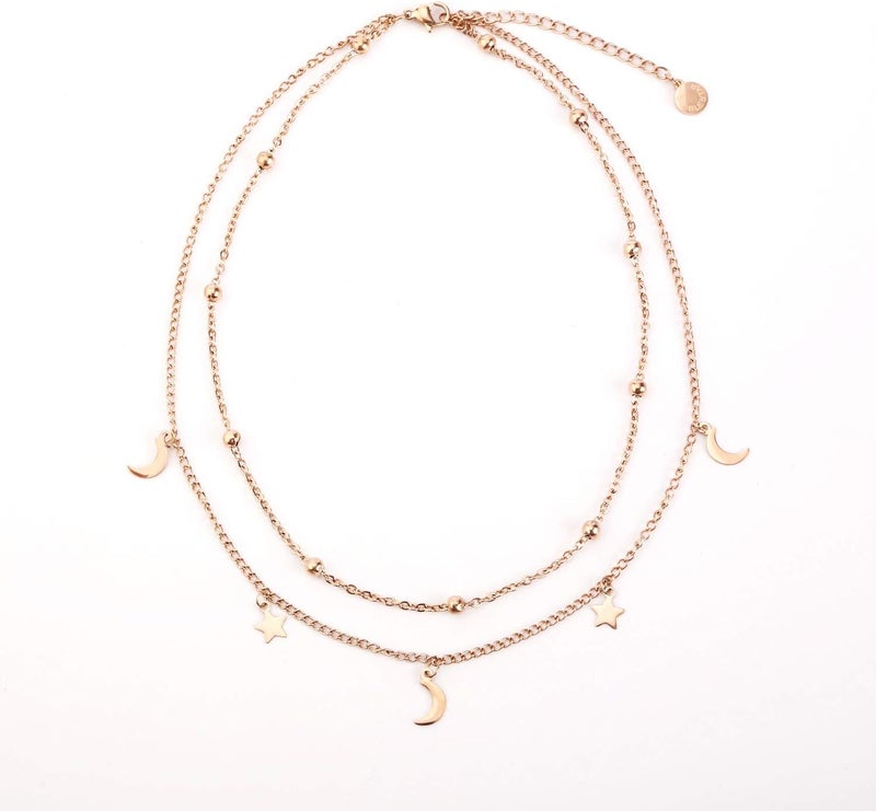 BaubleStar Star Moon Charm Necklace Layering Chain Choker for Women - Image 4